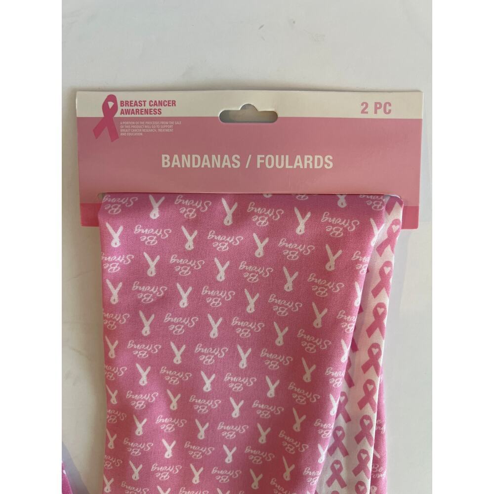 BANDANDAS 2-PACK BREAST CANCER AWARENESS PINK WHITE NEW - Picture 2 of 7